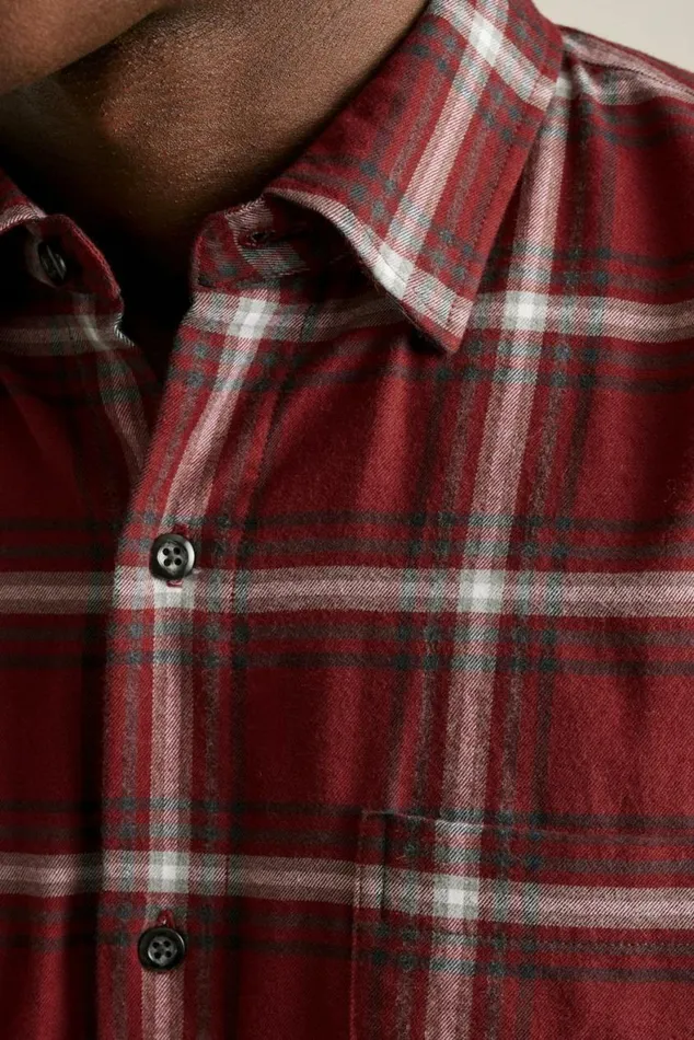 Men Everyday Lightweight Flannel Shirt Red Wellington Plaid Bonobos Overshirts