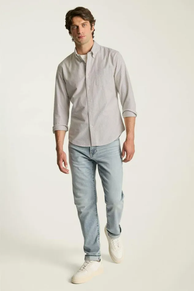 Men Everyday Oxford Shirt Brown White Stripe Bonobos Casual Shirts