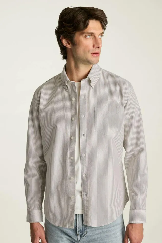 Men Everyday Oxford Shirt Brown White Stripe Bonobos Casual Shirts