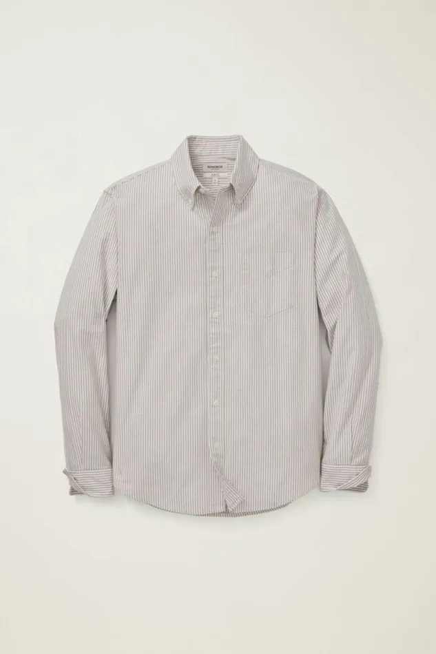 Men Everyday Oxford Shirt Brown White Stripe Bonobos Casual Shirts