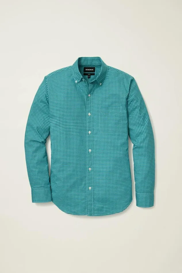 Men Everyday Shirt Blue Lagoon Mini Gingham Bonobos Business Casual Shirts