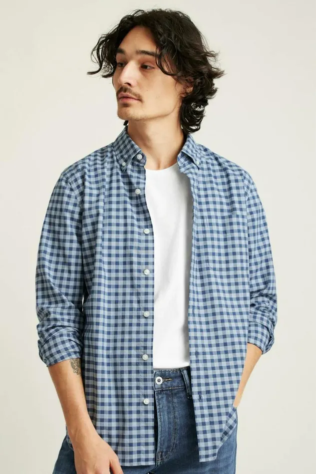 Men Everyday Shirt Denim Blue Gingham Bonobos Business Casual Shirts