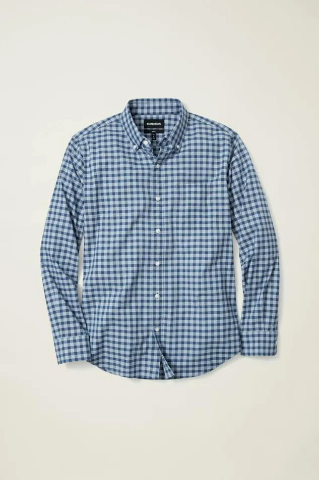 Men Everyday Shirt Denim Blue Gingham Bonobos Business Casual Shirts
