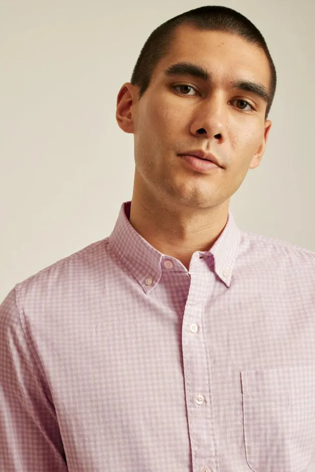 Men Everyday Shirt Mauve Mini Gingham Bonobos Business Casual Shirts