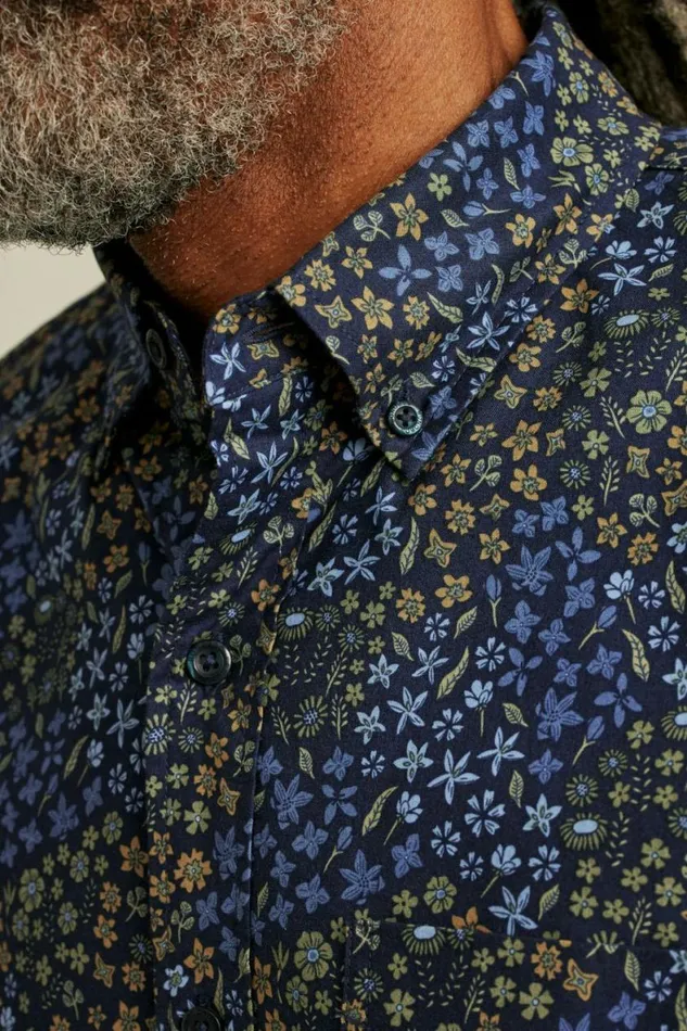 Men Everyday Shirt Navy Autumn Floral Bonobos Business Casual Shirts