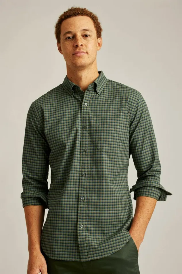 Men Everyday Shirt Navy Olive Plaid Bonobos Business Casual Shirts