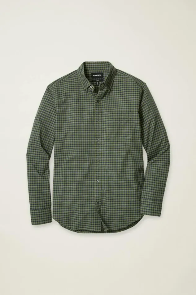 Men Everyday Shirt Navy Olive Plaid Bonobos Business Casual Shirts