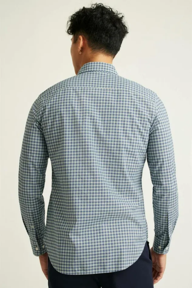 Men Everyday Shirt White Blue Smithtown Plaid Bonobos Business Casual Shirts