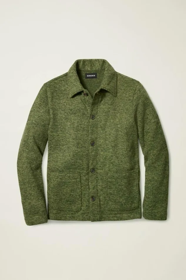 Men Fleece Chore Jacket Heather Green Bonobos Jackets and Coats