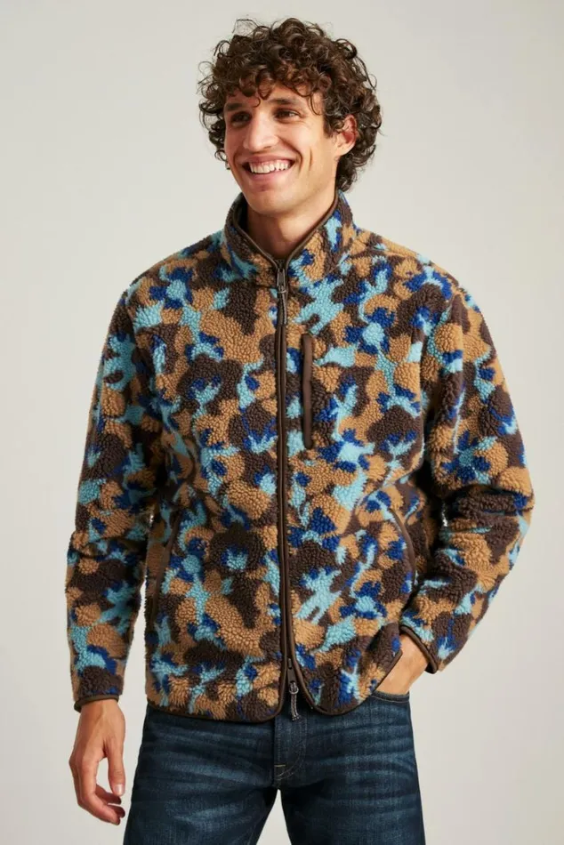 Men Fleece Zip Jacket Earthy Floral Bonobos Sweatshirts and Fleece