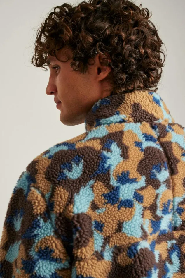 Men Fleece Zip Jacket Earthy Floral Bonobos Sweatshirts and Fleece
