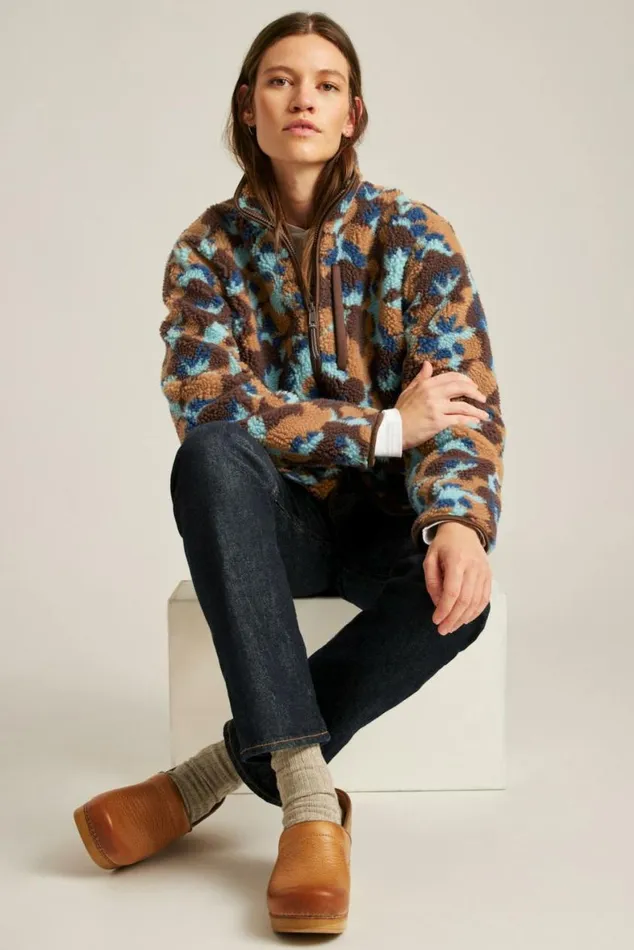 Men Fleece Zip Jacket Earthy Floral Bonobos Sweatshirts and Fleece