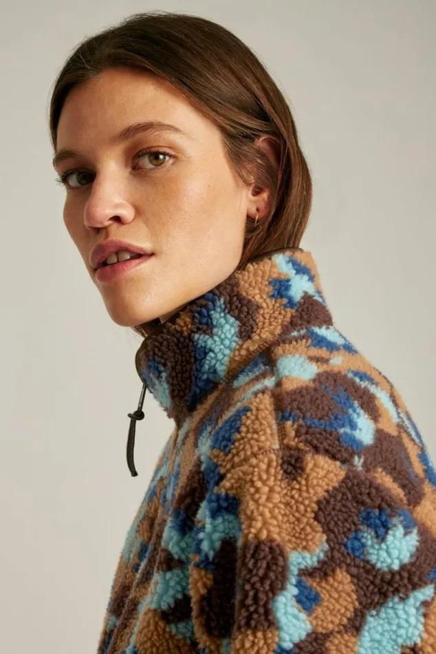 Men Fleece Zip Jacket Earthy Floral Bonobos Sweatshirts and Fleece