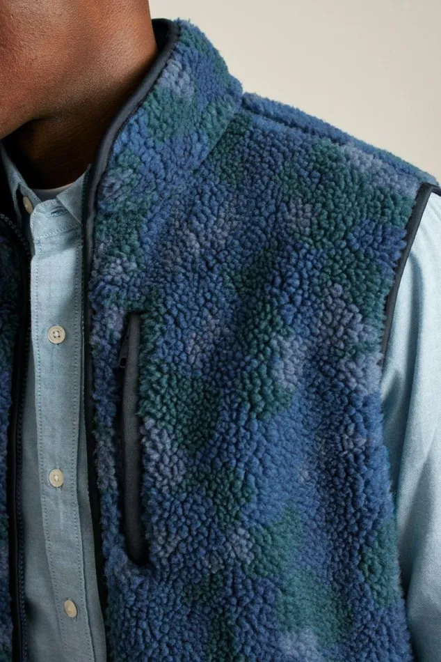 Men Fleece Zip Vest Snowcap Floral Bonobos Vests