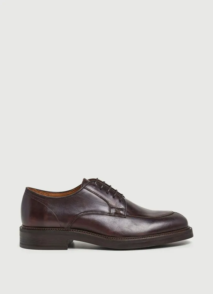Men Formal Shoes Hackett London Leather Derby Shoes Chocolate Brown