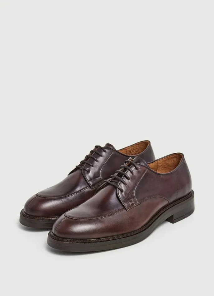 Men Formal Shoes Hackett London Leather Derby Shoes Chocolate Brown