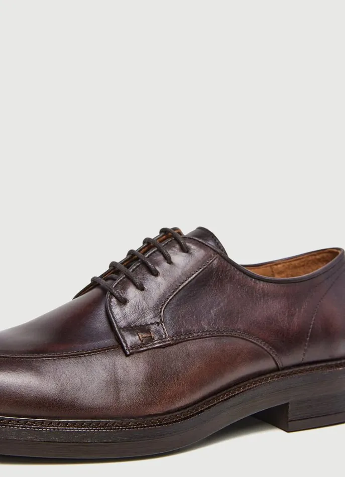 Men Formal Shoes Hackett London Leather Derby Shoes Chocolate Brown