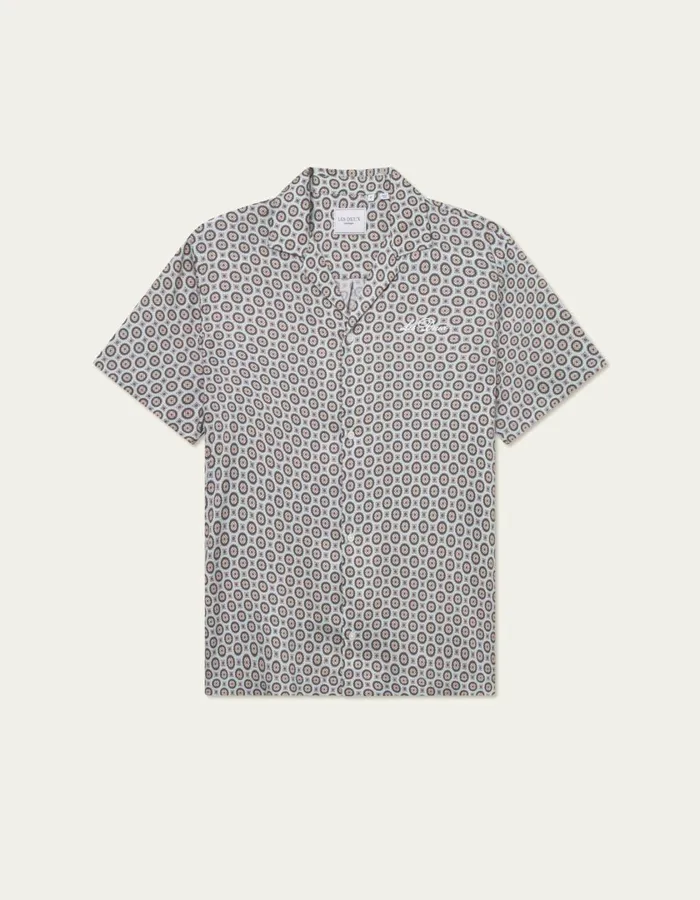 Men Foulard AOP SS Shirt 8211 Smoke Green Les Deux ShirtsOvershirts