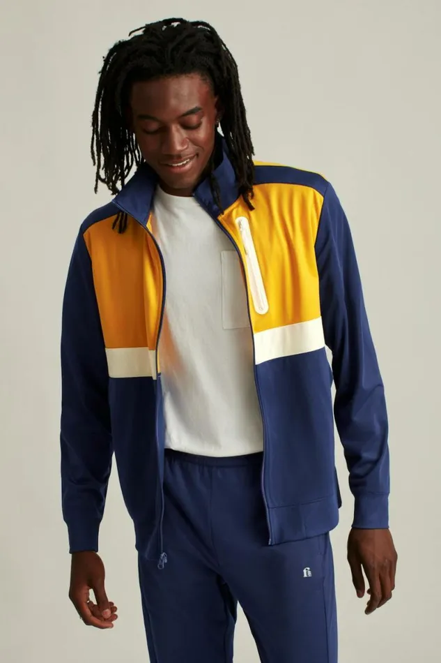 Men Full Zip Track Jacket Bright Navy Blue Bonobos Half and FullZips