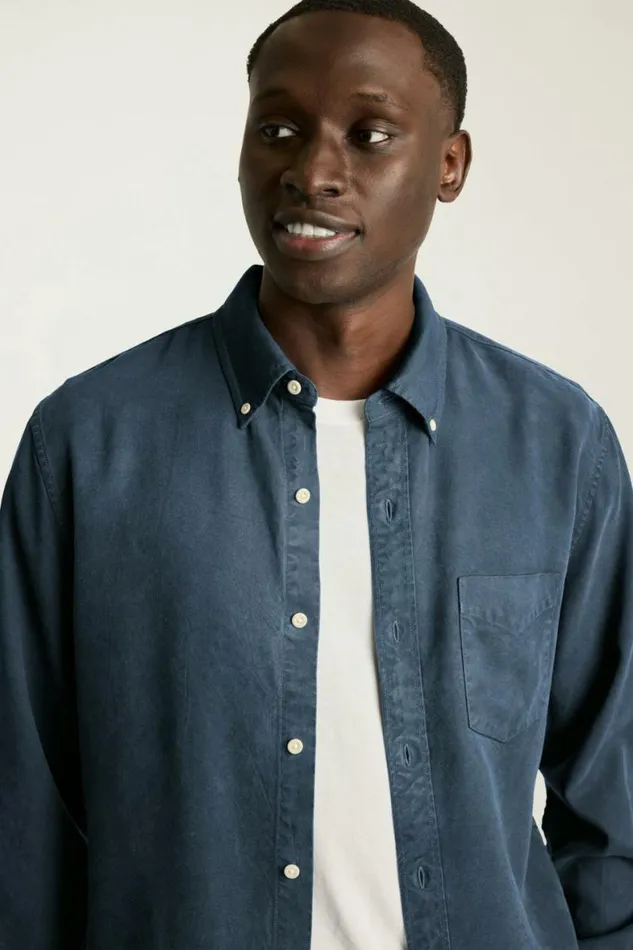 Men Garment Dyed Tencel Shirt Blue Bonobos Casual Shirts