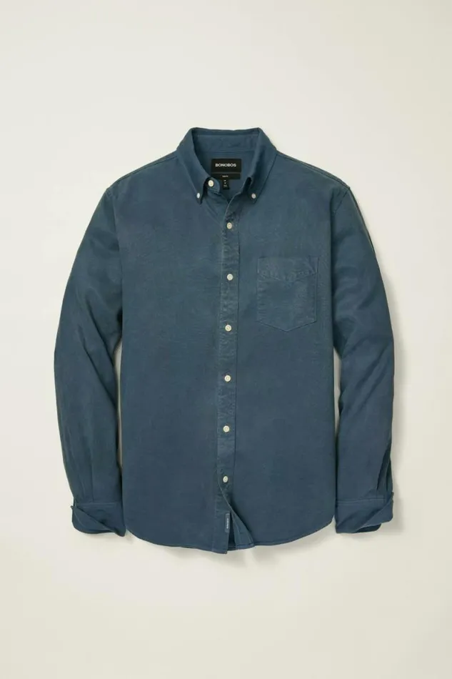 Men Garment Dyed Tencel Shirt Blue Bonobos Casual Shirts