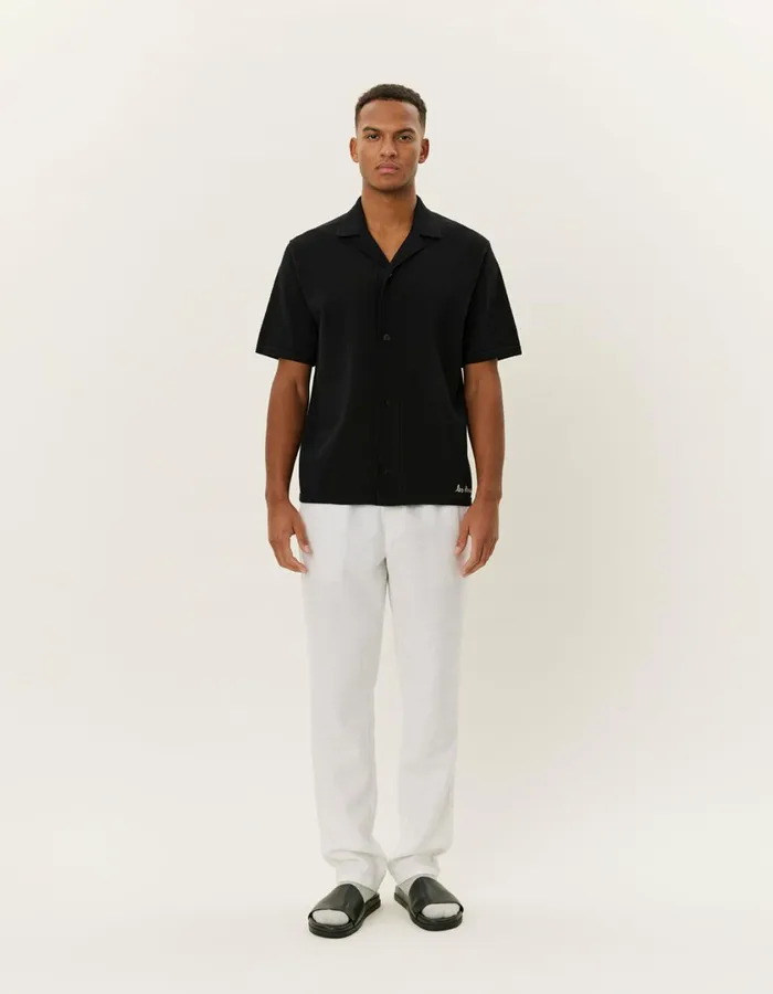 Men Geoffroy SS Knit Shirt 8211 BlackBlack Les Deux ShirtsOvershirts