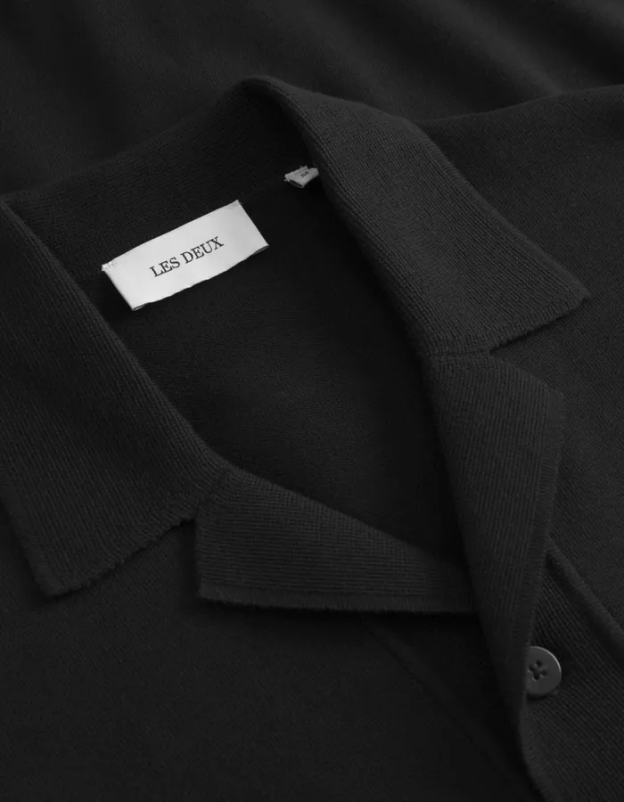 Men Geoffroy SS Knit Shirt 8211 BlackBlack Les Deux ShirtsOvershirts
