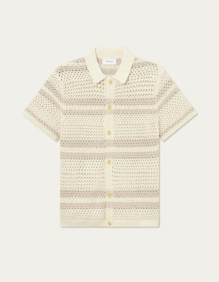 Men Gianni SS Knit Shirt 8211 Ivory Les Deux ShirtsOvershirts