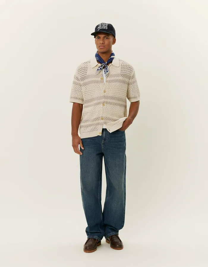 Men Gianni SS Knit Shirt 8211 Ivory Les Deux ShirtsOvershirts