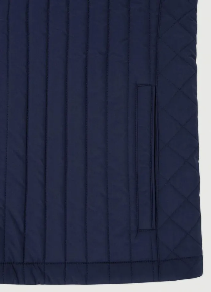 Men Gilets Hackett London Padded Hybrid Gilet Navy Blazer