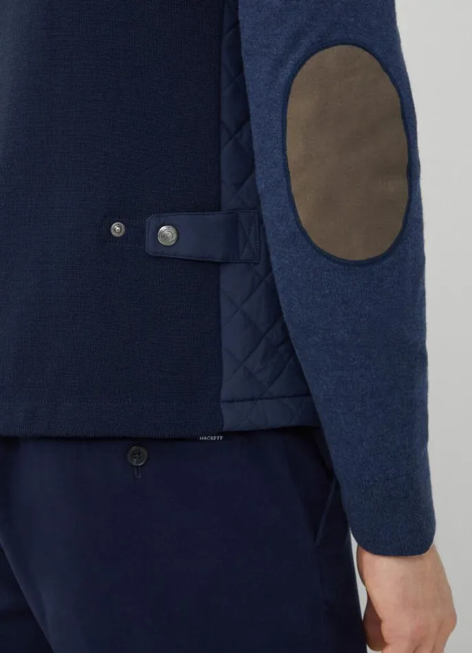 Men Gilets Hackett London Padded Hybrid Gilet Navy Blazer