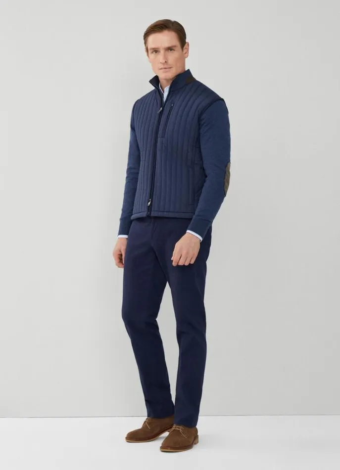 Men Gilets Hackett London Padded Hybrid Gilet Navy Blazer