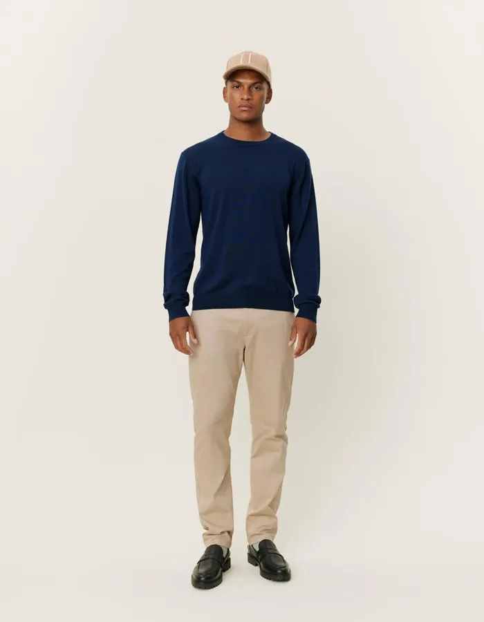 Men Greyson Merino Knit 8211 Dark Navy Les Deux Knitwear