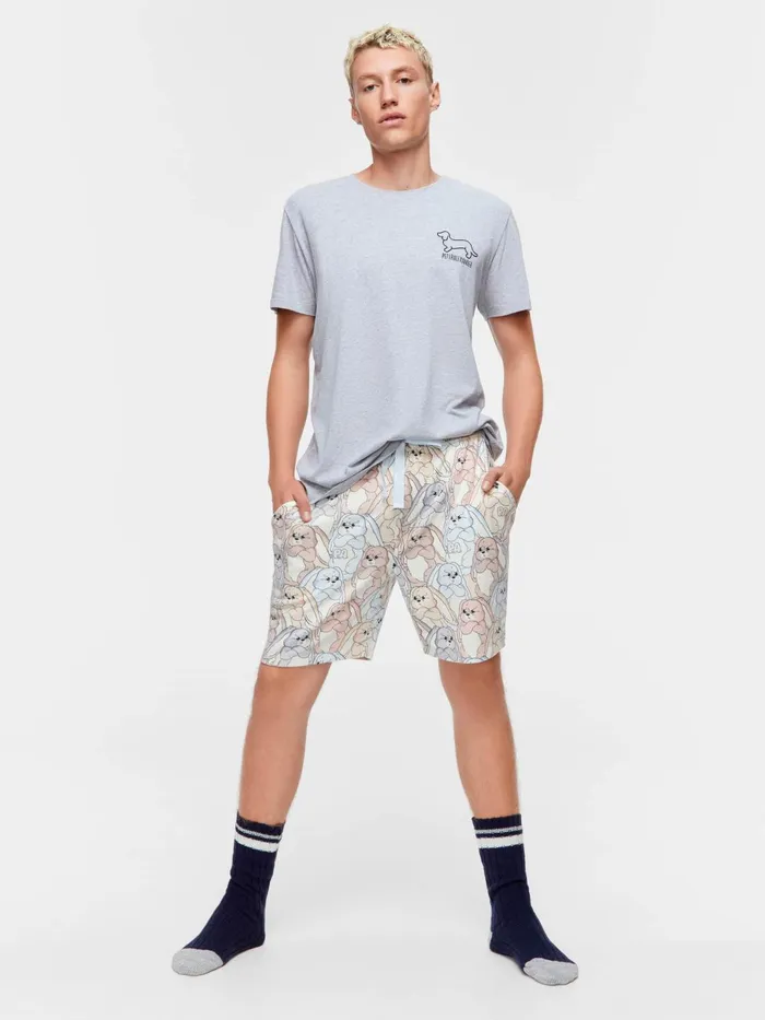 Men Grumpy Bunny Mid Short Multi Peter Alexander Shorts