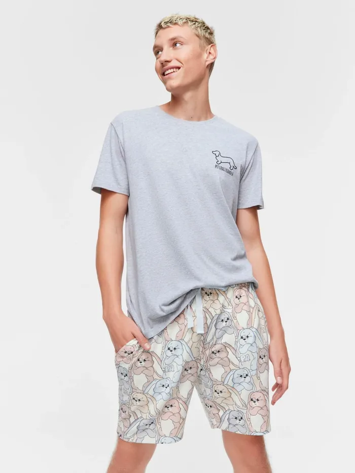Men Grumpy Bunny Mid Short Multi Peter Alexander Shorts