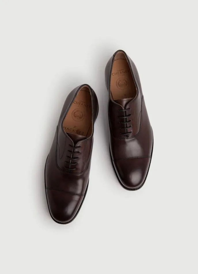 Men Hackett X Cheaney Hackett London Leather Oxford Shoes Dark Brown