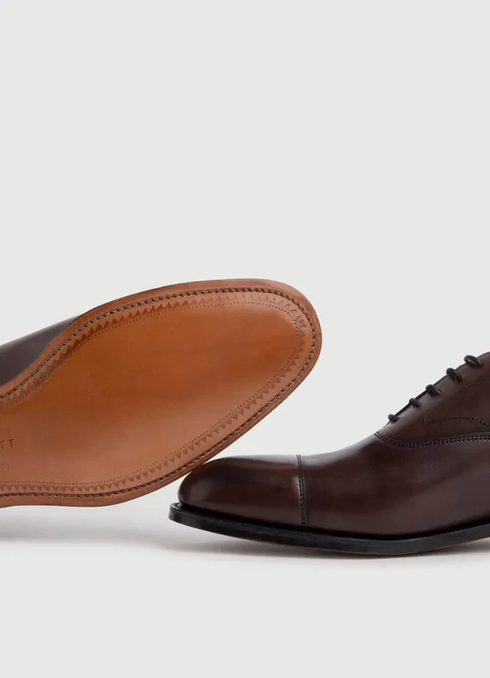 Men Hackett X Cheaney Hackett London Leather Oxford Shoes Dark Brown