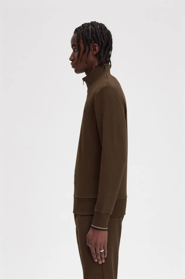 Men Half Zip Sweatshirt Burnt Tobacco Fred Perry Tracksuits