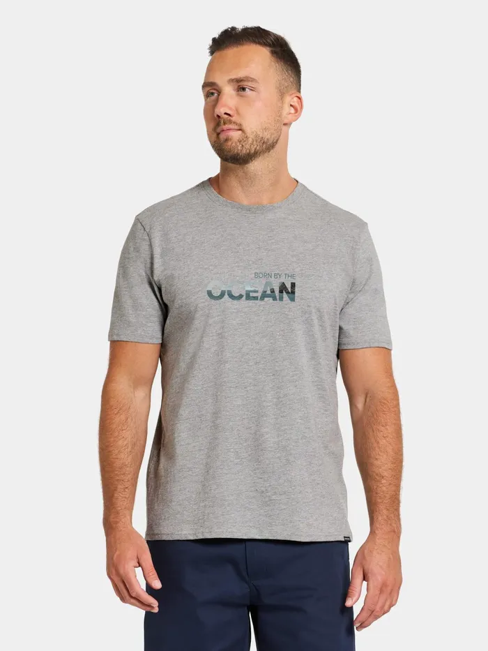 Men Harald Tshirt Ocean Grey Melange Didriksons TShirts and Polos