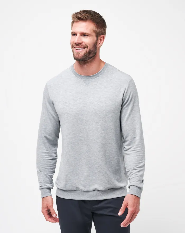 Men Hoodies and Sweatshirts TravisMathew AMENITIES CREW Heather Light Grey