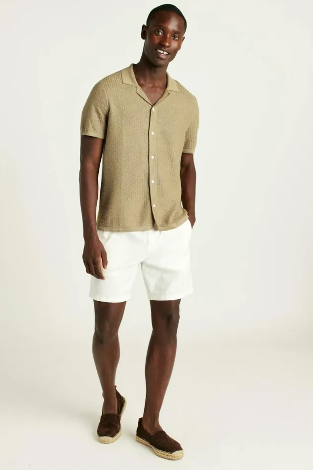 Men Hudson Cabana Sweater Polo Tan Italian Linen Bonobos Polos
