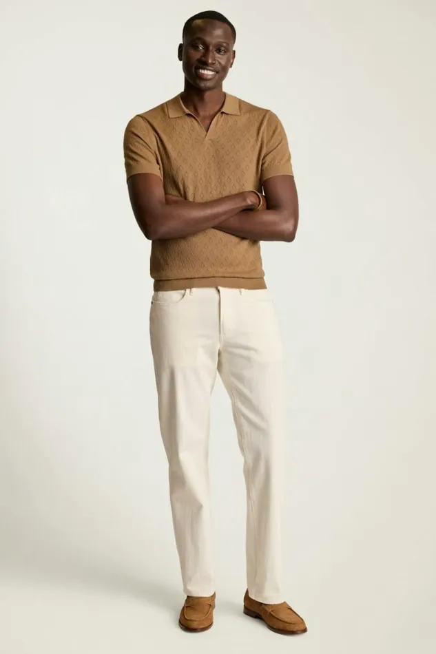 Men Hudson Sweater Polo Camel Merino Diamond Bonobos Polos