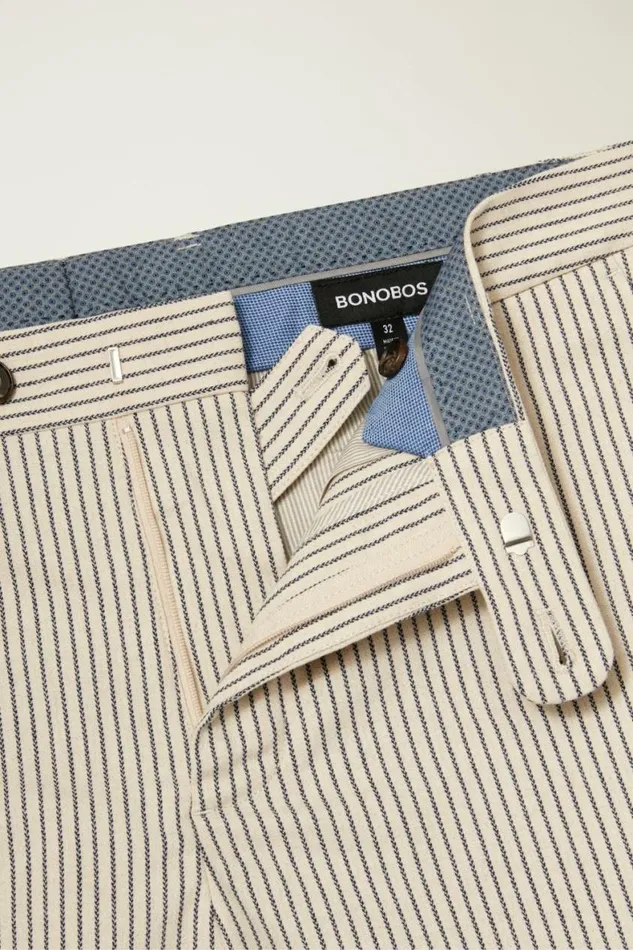 Men Italian Stretch Chino Shorts Stone Grey Navy Pinstripe Bonobos Chino Shorts