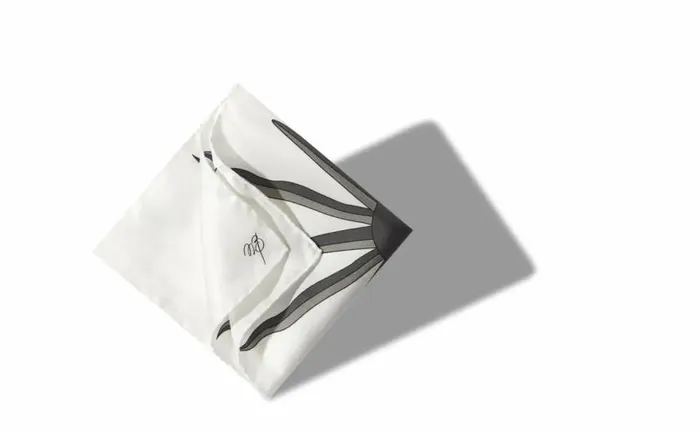 Men Ivory And Grey Silk Sunburst Pocket Square Manolo Blahnik Pocket Squares