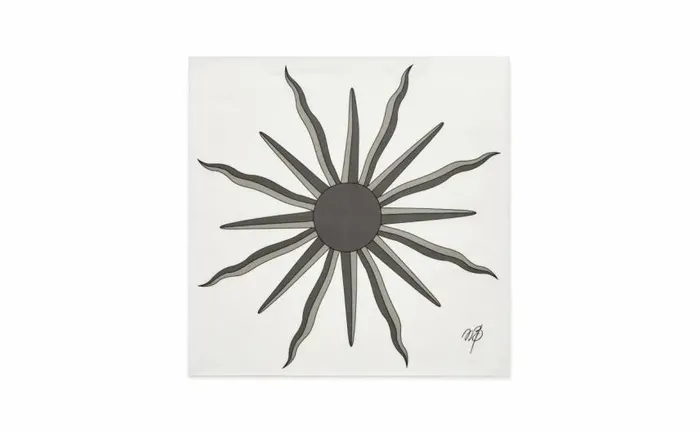 Men Ivory And Grey Silk Sunburst Pocket Square Manolo Blahnik Pocket Squares