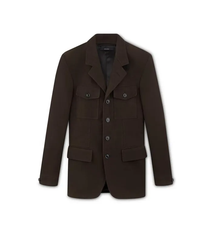 Men Jackets Tom Ford Tailored Military Jacket Dark Brown