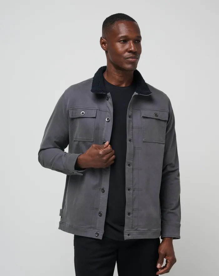 Men Jackets TravisMathew CLOUD DENIM SHERPA JACKET Grey Pinstripe