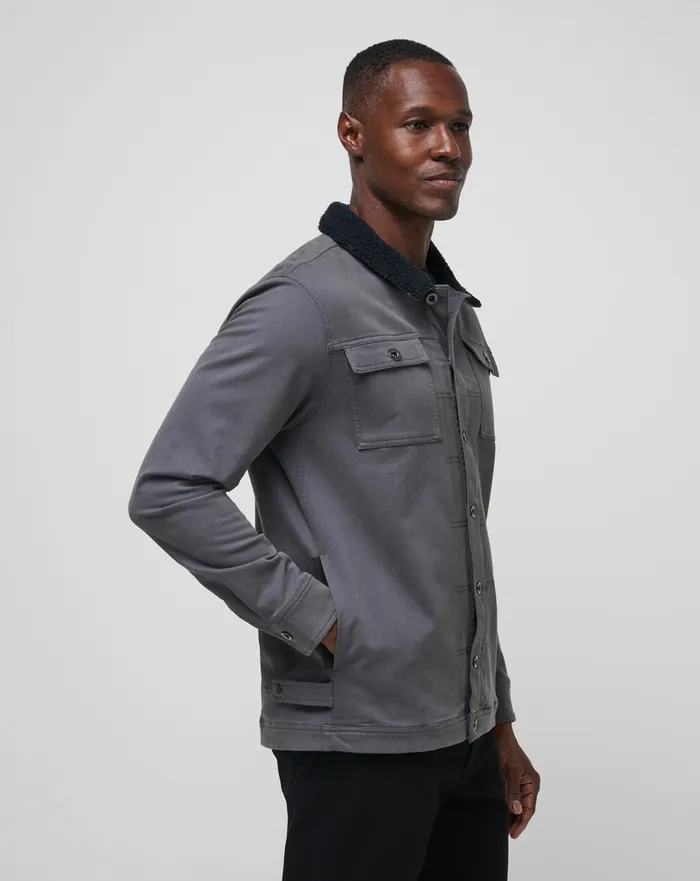 Men Jackets TravisMathew CLOUD DENIM SHERPA JACKET Grey Pinstripe