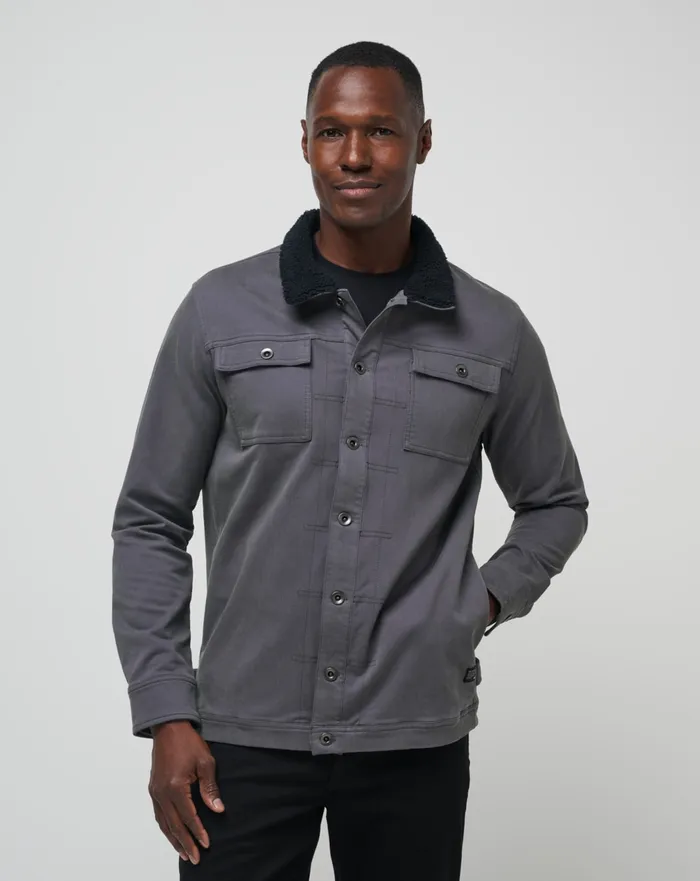 Men Jackets TravisMathew CLOUD DENIM SHERPA JACKET Grey Pinstripe