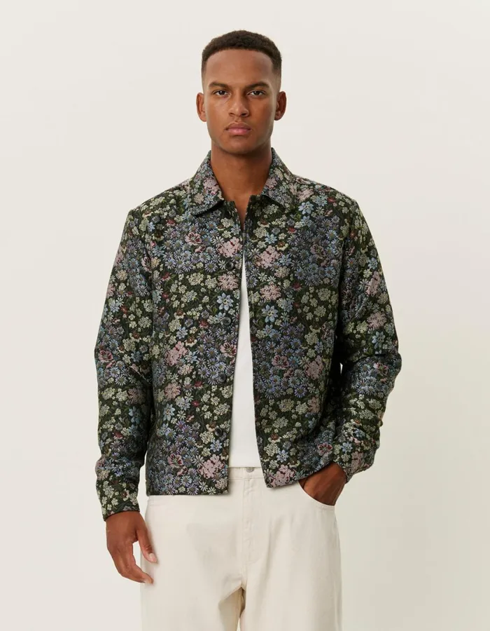 Men Jaiden Jacquard Overshirt 8211 RosinChive Green Les Deux ShirtsOvershirts